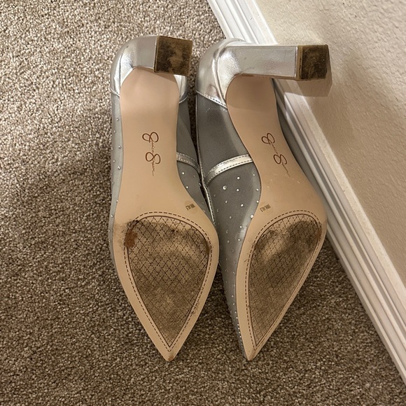 Jessica Simpson Silver Mesh Jewel Women's Heels - Picture 4 of 10